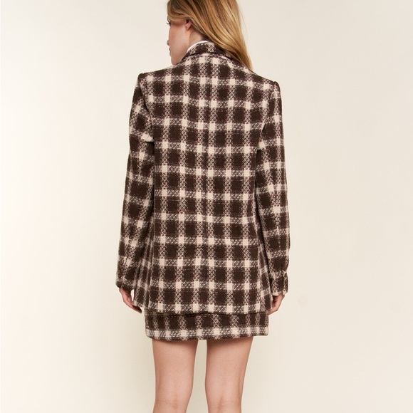 Plaid Brushed One Button Blazer - Picture 3 of 5